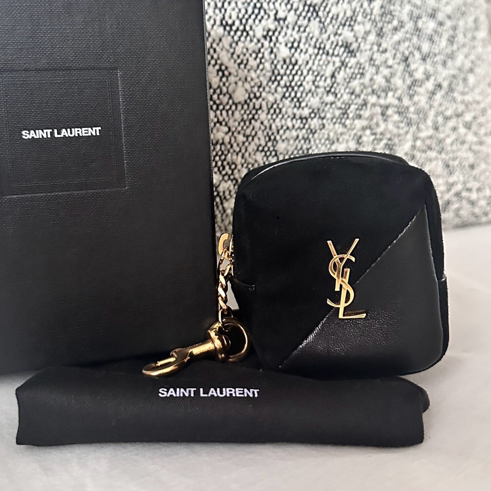 YSL Saint Laurent Jamie Cube Keychain Pouch Black